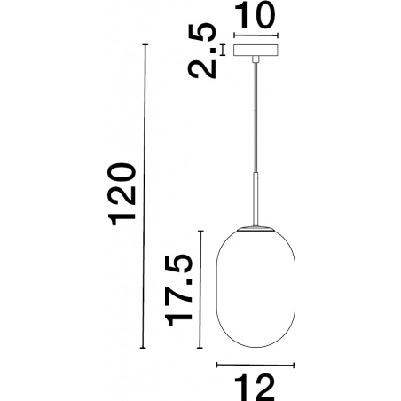 Lampa wisząca szklana Rabell 12cm biało-mosiężna