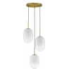 Rabell 43cm white&amp;brass glass 3-light pendant lamp