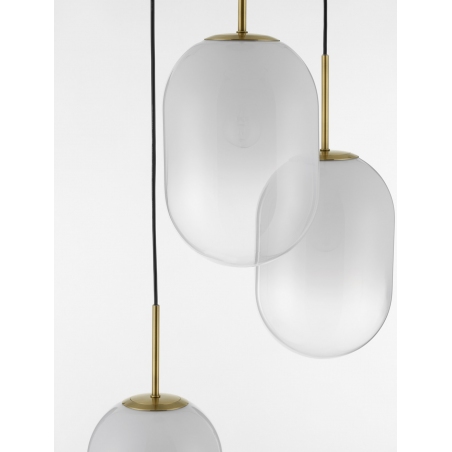 Lampy modern glamour. Elegancka Lampa wisząca szklana 3 punktowa Rabell 43cm biało-mosiężna nad okrągły stół