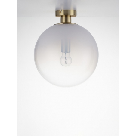 Lampy modern glamour. Elegancka Plafon szklana kula Lian 30cm biały gradient/mosiądz do kuchni i przedpokoju