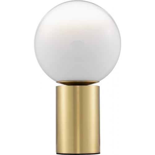 Lampy modern glamour. Elegancka Lampa stołowa szklana kula Lian biały gradient/mosiądz na stolik nocny