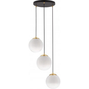 Lian 30cm white gradient&amp;brass pendant lamp with 3 glass spheres