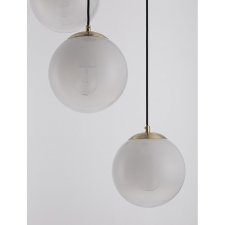 Lampy modern glamour. Elegancka Lampa wisząca 3 szklane kule Lian 30cm biały gradient/mosiądz do kuchni i salonu
