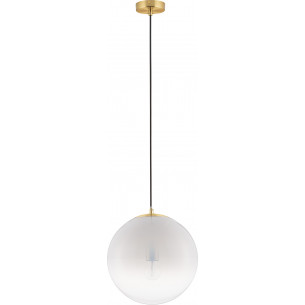 Lampy modern glamour. Elegancka Lampa wisząca szklana kula Lian 30cm biały gradient/mosiądz do kuchni i salonu