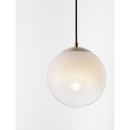 Lampy modern glamour. Elegancka Lampa wisząca szklana kula Lian 20cm biały gradient/mosiądz do kuchni i salonu