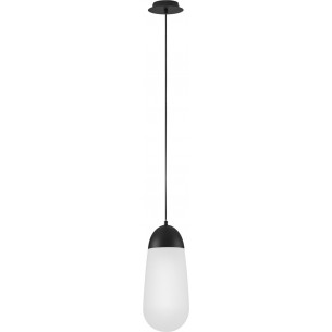 Lampy designerskie. Lampa wisząca szklana Ellipse 18cm biało-czarna do kuchni