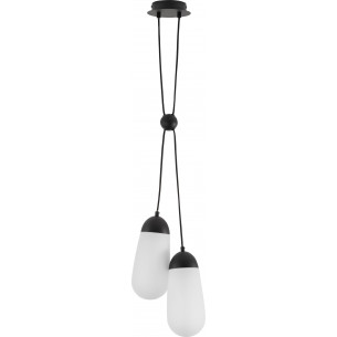 Lampy designerskie. Lampa wisząca szklana 2 punktowa Ellipse 25,2cm biało-czarna do salonu i sypialni