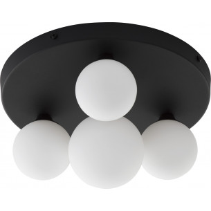 Edwin 28cm white&amp;black ceiling lamp with 4 glass spheres