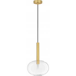 Lampy modern glamour. Elegancka Lampa wisząca szklana glamour Sophia I 24cm przeźroczysty/złoty do kuchni i salonu