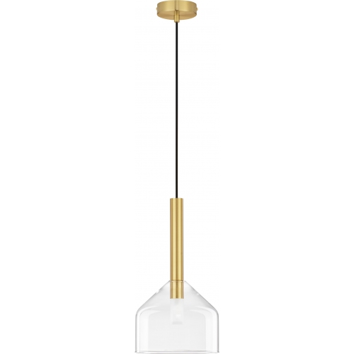 Lampy modern glamour. Elegancka Lampa wisząca szklana glamour Sophia II 20cm przeźroczysty/złoty do kuchni i salonu