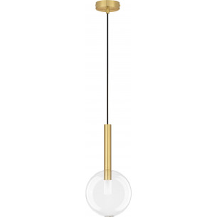 Lampy modern glamour. Elegancka Lampa wisząca szklana glamour Sophia III 20cm przeźroczysty/złoty do kuchni i salonu