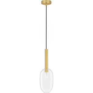 Lampy modern glamour. Elegancka Lampa wisząca szklana glamour Sophia IV 14cm przeźroczysty/złoty do kuchni i salonu