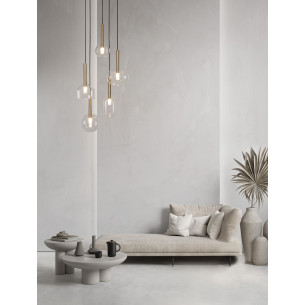 Sophia 60cm transparent&amp;gold glass glamour 5-light pendant lamp