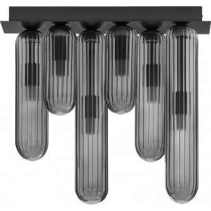 Riffed VI 38cm grey retro glass ceiling lamp