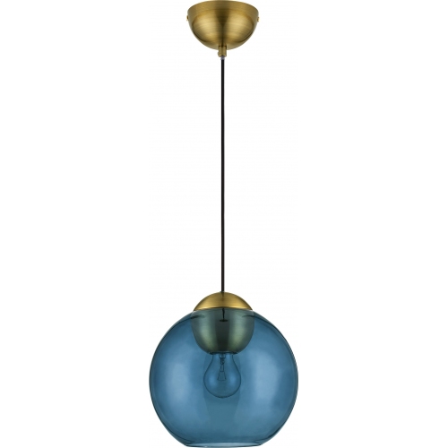 Lampy modern retro. Lampa wisząca szklana kula retro Verde 24cm niebieska do kuchni i jadalni