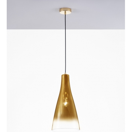 Lampy modern. Lampa wisząca szklana stożek Taper 23cm złota do kuchni i jadalni
