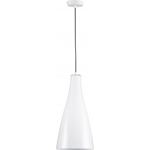 Taper 23cm white cone glass pendant lamp