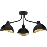 Jet wide black matte&amp;gold loft 3-light ceiling lamp