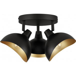 Jet black matte&amp;gold loft 3-light ceiling lamp