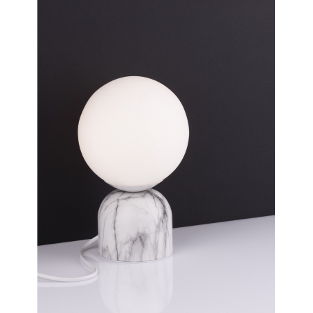 Lampa stołowa szklana kula japandi Feen biały/marmur