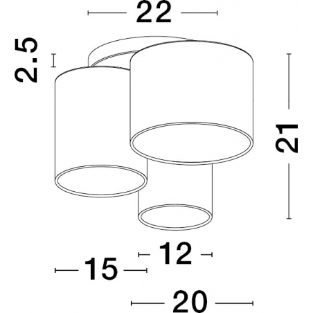 Plafon 3 punktowy z abażurami Brayden 35cm biały/szary/czarny
