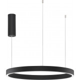Lampy okręgi. Duża Lampa wisząca okrągła nowoczesna Astra LED 60cm 3000K 60W czarna do salonu i jadalni