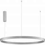 Lampy okręgi. Duża Lampa wisząca okrągła nowoczesna Astra LED 98cm 3000K szczotkowane srebro do salonu i jadalni