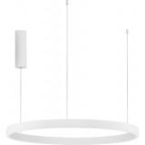 Lampy okręgi. Duża Lampa wisząca okrągła nowoczesna Astra LED 80cm 3000K biała do salonu i jadalni