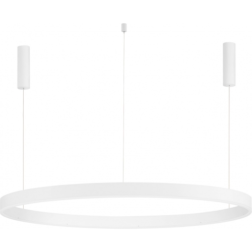 Lampy okręgi. Duża Lampa wisząca okrągła nowoczesna Gemma LED 120cm biała do salonu, jadalni i sypialni