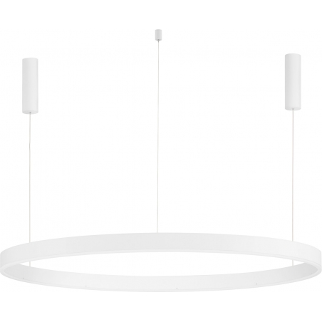 Lampy okręgi. Duża Lampa wisząca okrągła nowoczesna Gemma LED 120cm biała do salonu, jadalni i sypialni