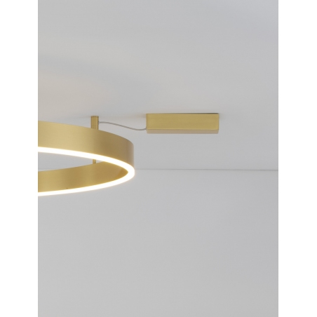 Lampy okręgi. Duży Plafon nowoczesny Gemma LED 100cm złoty do salonu, jadalni i sypialni