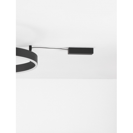Lampy okręgi. Duży Plafon nowoczesny Gemma LED 60cm czarny do salonu, jadalni i sypialni