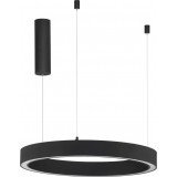 Lampy okręgi. Duża Lampa wisząca okrągła nowoczesna Astra LED 60cm 3000K 40W czarna do salonu i jadalni