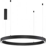 Lampy okręgi. Duża Lampa wisząca okrągła nowoczesna Astra LED 100cm 3000K 60W czarna do salonu i jadalni