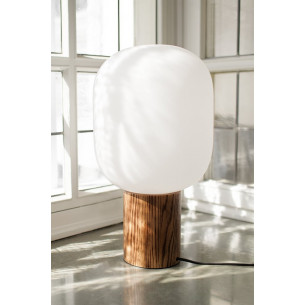 Skene white&amp;stained wood glass table lamp Markslojd