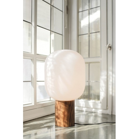 Lampa stołowa szklana Skene biały/palone drewno Markslojd