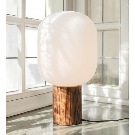 Lampa stołowa szklana Skene biały/palone drewno Markslojd