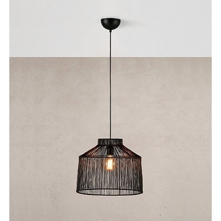 Lampy vintage. Lampa wisząca druciana Capanna 42cm czarny mat Markslojd do sypialni i salonu