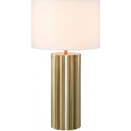 Lampy modern glamour. Elegancka Lampa na komodę z abażurem Hashira biały/antyczny mosiądz Markslojd