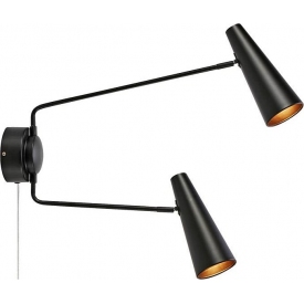 Lampy modern. Kinkiet podwójny na wysięgniku z włącznikiem Peak czarny Markslojd do sypialni i salonu
