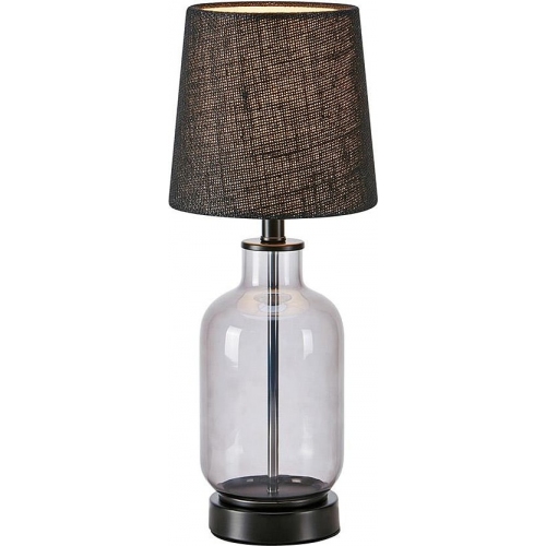 Lampy rustykalne. Lampa stołowa szklana podstawa Costero 43cm szkło dymione/czarny Markslojd na komodę i parapet
