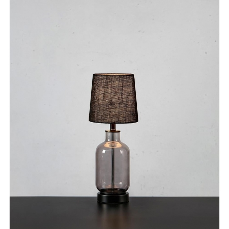 Lampy rustykalne. Lampa stołowa szklana podstawa Costero 43cm szkło dymione/czarny Markslojd na komodę i parapet