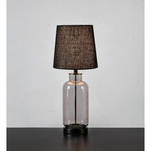 Costero 61.5cm smoked glass&amp;black table lamp with glass base Markslojd