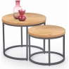 Oreo gold oak&amp;black set of round coffee tables Halmar
