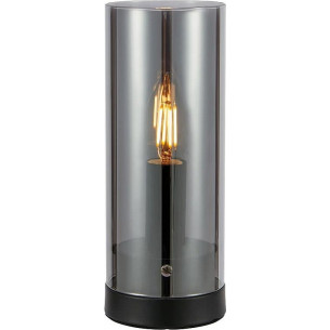 Post 9cm black&amp;smoked glass retro table lamp Markslojd