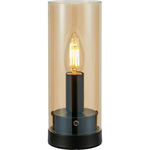 Post 9cm black&amp;amber glass retro table lamp Markslojd