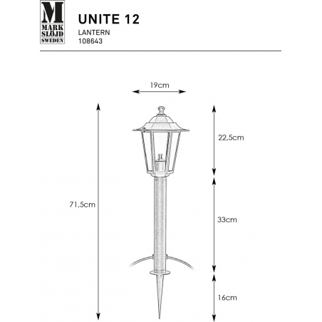 Lampki zewnętrzne. Słupek ogrodowy Unite Lantern 73cm LED 3000K czarny Markslojd