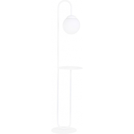 Stylowa Lampa podłogowa szklana kula ze stolikiem Bari biały/opal Emibig do salonu i sypialni