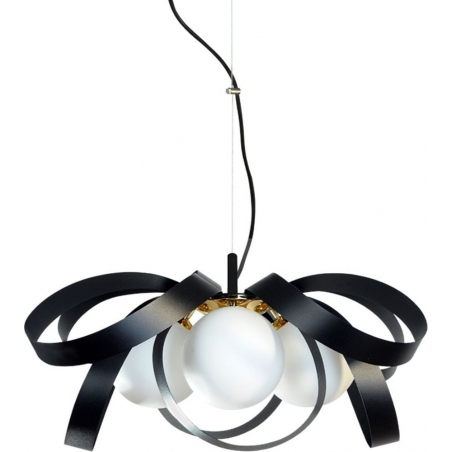 Lampy modern glamour. Lampa wisząca szklana nowoczesna Nela IV 65cm biały/czarny/złoty Zumaline do sypialni i salonu