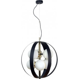 Lampy modern glamour. Lampa wisząca szklana nowoczesna Nela VI 50cm biały/czarny/złoty Zumaline do sypialni i salonu